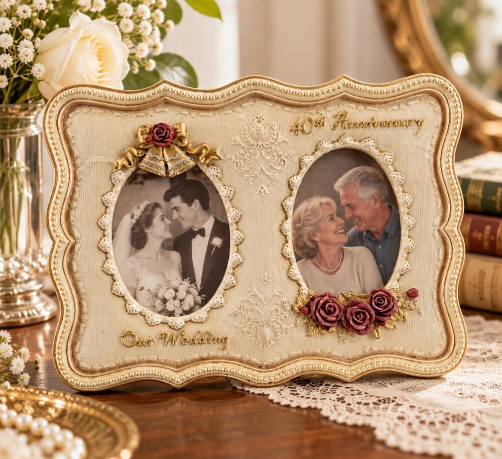 40th Anniversary Picture Frame Romntic Parents Couple Gift Our Wedding Easel